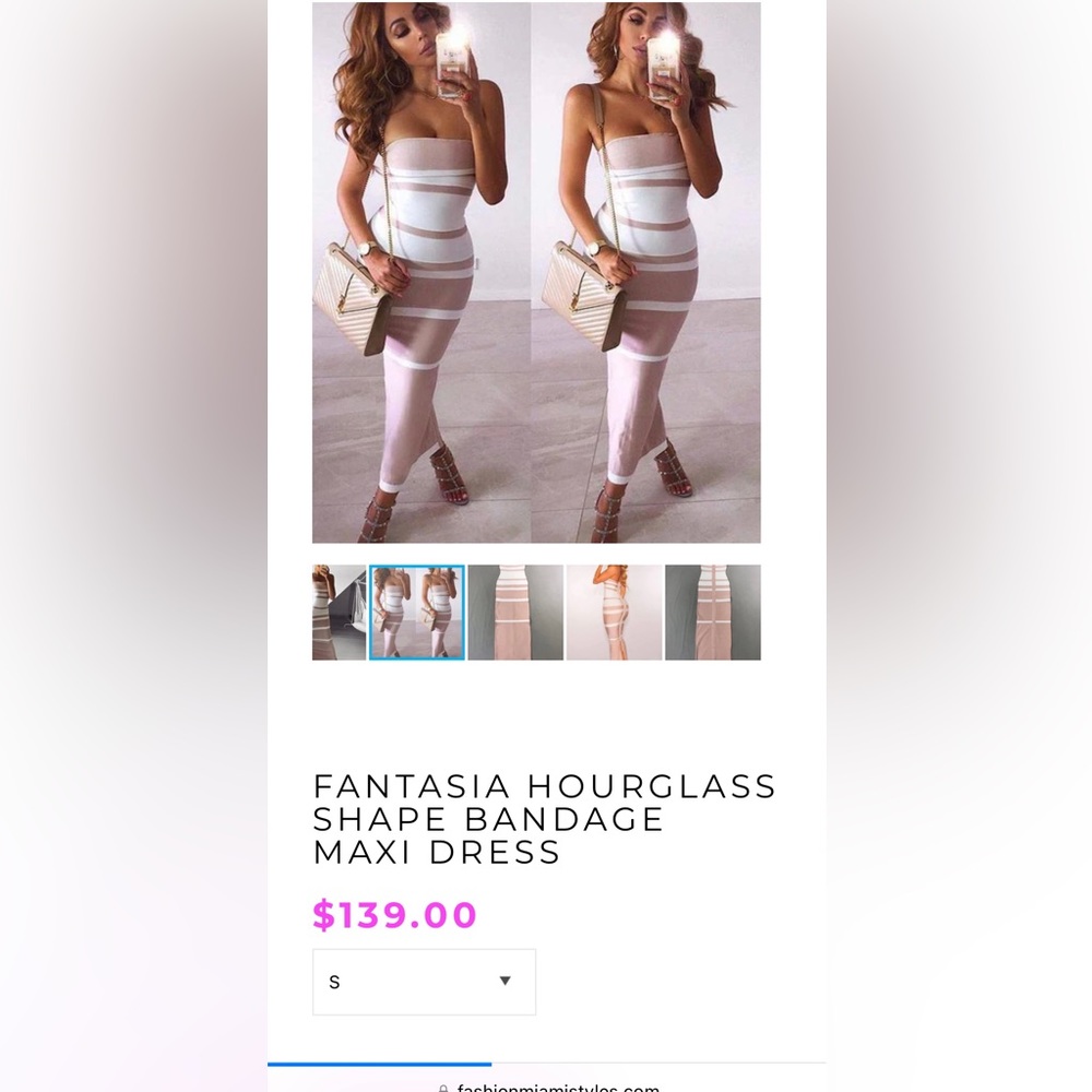 Hot Miami style thick while and blush bandage dress